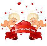 Valentine's Day card with cupids and hearts