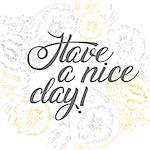 Hand Lettering "Have a nice day!" Brush Pen lettering isolated on background. Handwritten vector Illustration. Background includes round frame with flowers.
