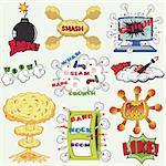 Set of Retro Comic Book Vector Design elements, Speech and Thought Bubbles
