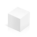White realistic 3D box. Object isolated on white background. Template vector illustration for trade, stand or packaging design.