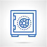 Bank safe or deposit box. Money deposit.  Banking and finance. Blue simple line style vector icon. Single web design element for business, site, app.