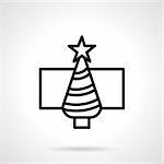 New Year and Xmas symbols. Ornate Christmas tree with star on top. Winter holidays. Simple black line style vector icon. Single web design element for business, site, app.