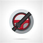 Red steering wheel with locked seatbelt. Driver safety symbol, car insurance. Round flat color style vector icon. Single web design element for mobile app or website.
