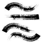 Various vector black brush strokes collection on white