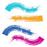Various vector colorful brush strokes collection on white