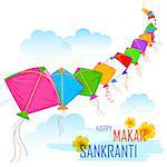 illustration of Makar Sankranti wallpaper with colorful kite