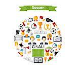 Vector Soccer Icons set in circle.Flat design.Football