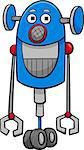 Cartoon Illustration of Funny Robot or Droid Fantasy Character