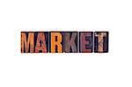 The word "Market" written in isolated vintage wooden letterpress type on a white background.