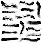 Big vector black brush strokes collection on white