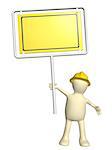 3d puppet-builder with emergency sign. Isolated on white background