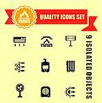 quality heating icon set with red ribbon