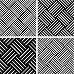 Seamless checked patterns set. Geometric diagonal textures. Vector art.