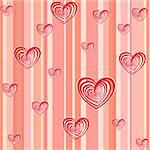 stylized pink hearts - love symbol, vector  background