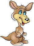 Smiling Brown Kangaroo - Detailed Cartoon Illustration, Vector
