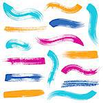 Big vector colorful brush strokes collection on white