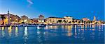 Split waterfront evening blue panorama, Dalmatia, Croatia