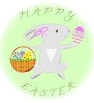 Greeting card with rabbit and eggs  Happy Easter vector
