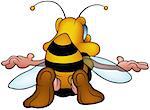 Flying Honeybee - Colored Cartoon Illustration, Vector