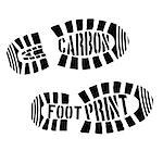 detailed illustration of shoeprints with carbon footprint text, eps10 vector