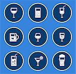 round glasses icon set on blue background