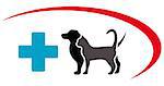 medical veterinary symbol with animal pet silhouette