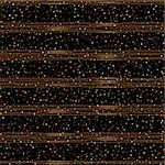 Seamless pattern of random gold dots on trendy black background with brown stripes. Elegant pattern for background, textile, paper packaging and other design. Vector illustration.