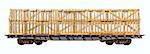 Loaded freight carriage isolated on white background.