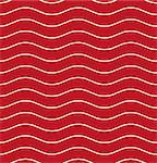 White wavy lines on a red background. Seamless pattern, vector illustration