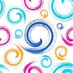Colorful seamless pattern with brush strokes spiral elements