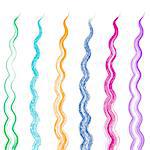 Wavy line vector colorful brush strokes collection isolated