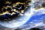 Storm sky and alien planets. Elements of this image furnished by NASA