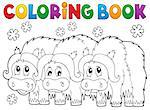 Coloring book with three muskoxen - eps10 vector illustration.