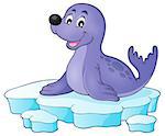 Happy seal on iceberg theme 1 - eps10 vector illustration.