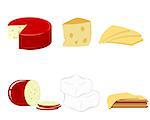 Vector illustration of a six kind of cheese