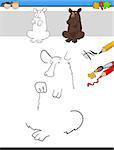 Cartoon Illustration of Drawing and Coloring Educational Task for Preschool Children with Bear Animal Character