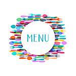 Restaurant menu design with colorful cutlery silhouette signs