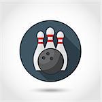 Vector Bowling set  icon,sign,symbol,pictogram in flat style with long shadow isolated on a circle.Concept for web banners and printed materials