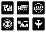 set of black concept icons for delivery industry