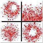 Set of Valentines day vector background with hearts round frame