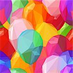Balloons Low Poly Pattern, Colorful Background.