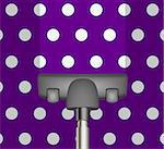 Vacuum cleaner drains purple carpet with white dots