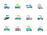 Flat color vehicles with price tags. Set of vector icons for car sale, auto business. Elements of web design for business, website and mobile.