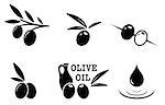 set of black isolated olive icons on white background