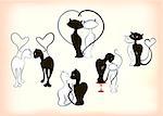 Set of cats in love by Valentines Day. EPS10 vector illustration.