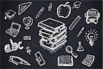 Education doodles against blackboard