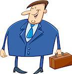 Cartoon Illustration of Overweight Businessman with Briefcase Character