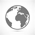 Globe Icon on gray. Editable EPS format