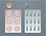 Vector set of pills and blister packs, eps10