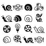 Vector icons set of snails isolated on white